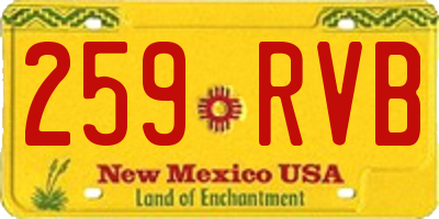 NM license plate 259RVB