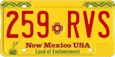 NM license plate 259RVS