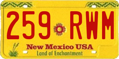 NM license plate 259RWM