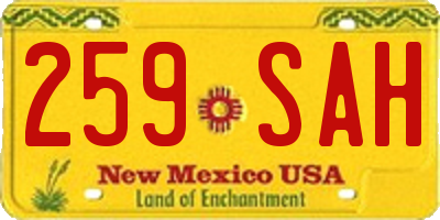 NM license plate 259SAH