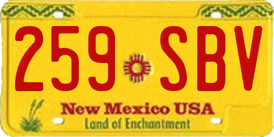 NM license plate 259SBV
