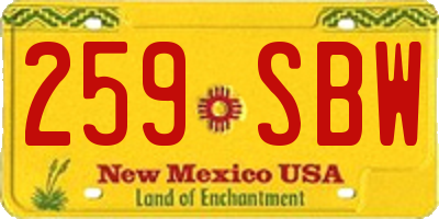 NM license plate 259SBW