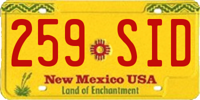 NM license plate 259SID