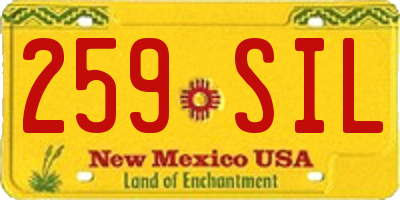 NM license plate 259SIL
