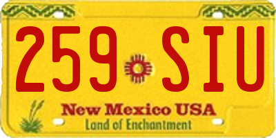 NM license plate 259SIU