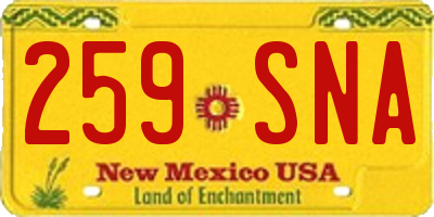 NM license plate 259SNA
