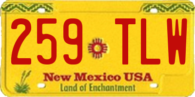 NM license plate 259TLW