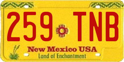 NM license plate 259TNB