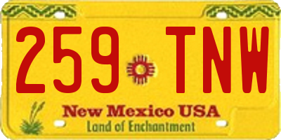 NM license plate 259TNW