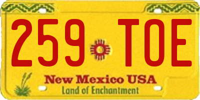 NM license plate 259TOE