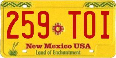 NM license plate 259TOI