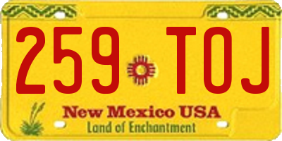 NM license plate 259TOJ
