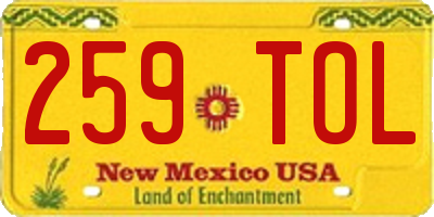 NM license plate 259TOL