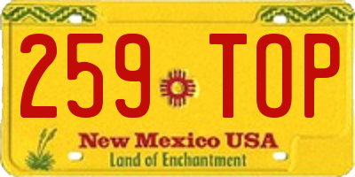 NM license plate 259TOP