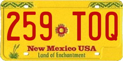 NM license plate 259TOQ
