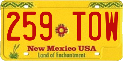 NM license plate 259TOW