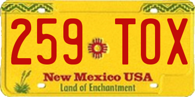 NM license plate 259TOX