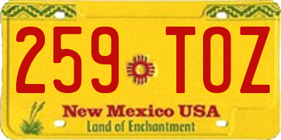 NM license plate 259TOZ