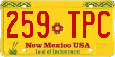 NM license plate 259TPC