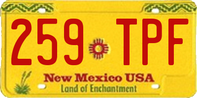 NM license plate 259TPF