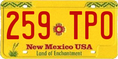 NM license plate 259TPO
