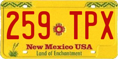 NM license plate 259TPX