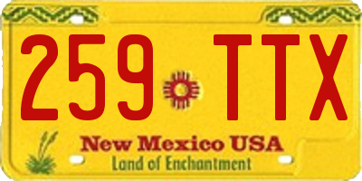 NM license plate 259TTX