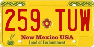 NM license plate 259TUW
