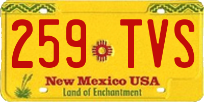 NM license plate 259TVS