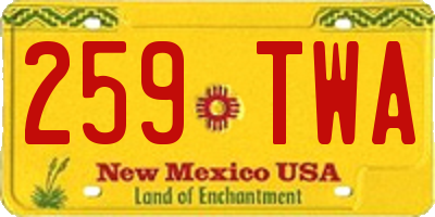 NM license plate 259TWA