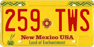 NM license plate 259TWS