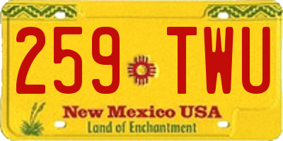 NM license plate 259TWU