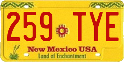 NM license plate 259TYE