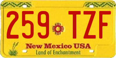 NM license plate 259TZF
