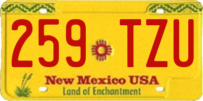 NM license plate 259TZU