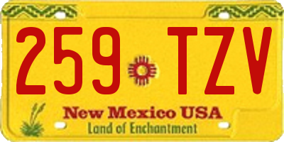 NM license plate 259TZV