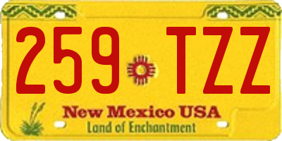 NM license plate 259TZZ