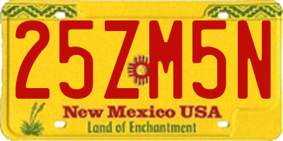 NM license plate 25ZM5N