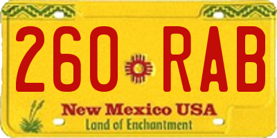 NM license plate 260RAB