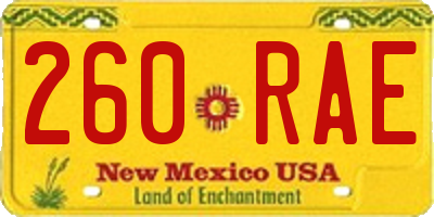 NM license plate 260RAE