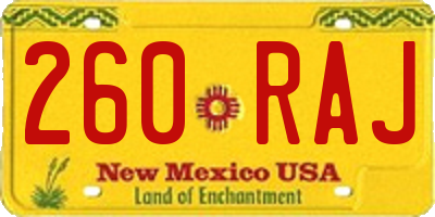 NM license plate 260RAJ