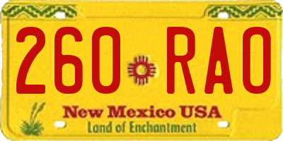 NM license plate 260RAO