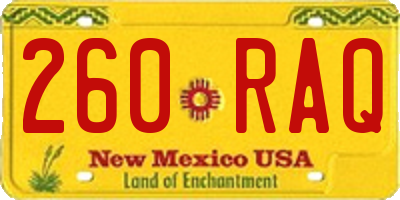 NM license plate 260RAQ