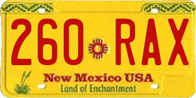 NM license plate 260RAX
