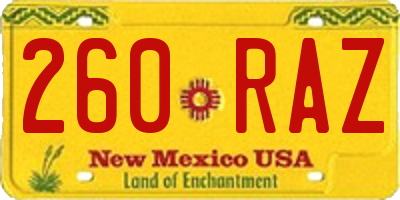 NM license plate 260RAZ