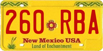 NM license plate 260RBA