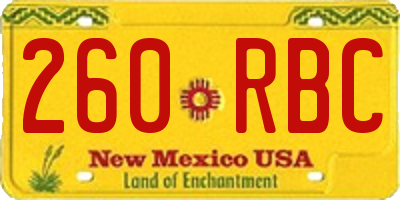 NM license plate 260RBC