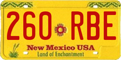 NM license plate 260RBE