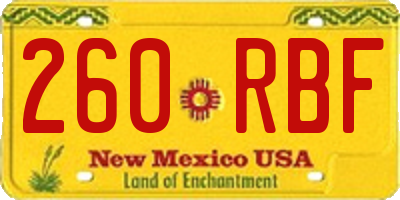 NM license plate 260RBF
