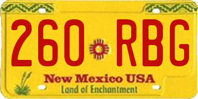NM license plate 260RBG